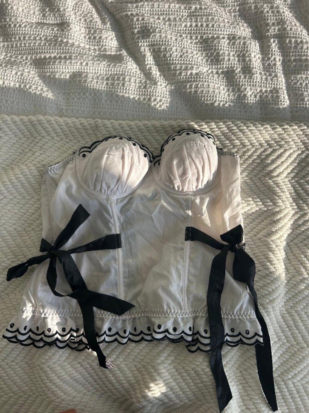 Black & White Strapless Corset Top